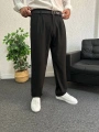 Siyah Pileli Kumaş Baggy Pantolon