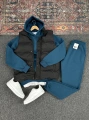 Siyah Şişme Yelek & Lacivert Kapüşonlu Sweat & Lacivert Eşofman Altı 3lü Set