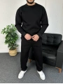 Siyah Üç İplik Şardonlu Sweat & Baggy Eşofman Takım