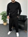 Siyah Üç İplik Şardonlu Sweat & Baggy Eşofman Takım