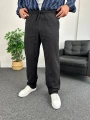 Siyah Zincir Desen Keten Baggy Pantolon