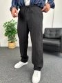 Siyah Zincir Desen Keten Baggy Pantolon