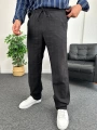 Siyah Zincir Desen Keten Baggy Pantolon