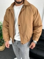 Sütlü Kahve Erkek Oversize Krinkıl Bomber Ceket