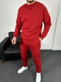 Üç İplik Şardonlu Kırmızı Bisiklet Yaka Sweat & Kırmızı Eşofman Altı Takım
