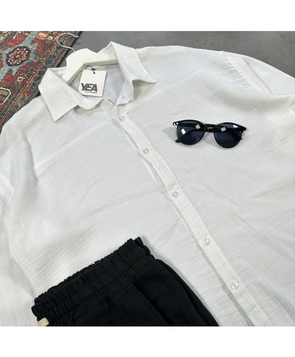 Erkek Beyaz Müslin Gömlek & Siyah Pantolon Takım