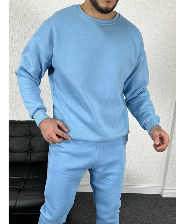 Bebe Mavi Üç İplik Bisiklet Yaka Sweat