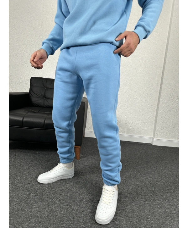 Bebe Mavi Üç İplik Şardonlu Basic İçi Polarlı Eşofman Altı