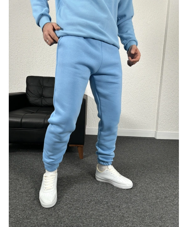 Bebe Mavi Üç İplik Şardonlu Basic İçi Polarlı Eşofman Altı