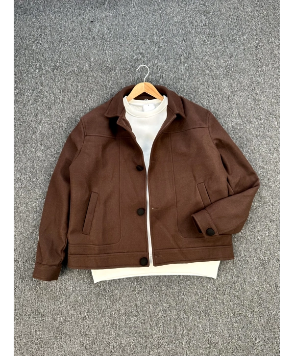 Kahverengi Oversize Kaşe Ceket