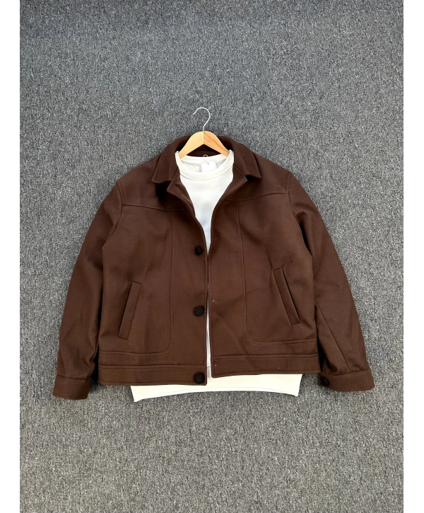 Kahverengi Oversize Kaşe Ceket