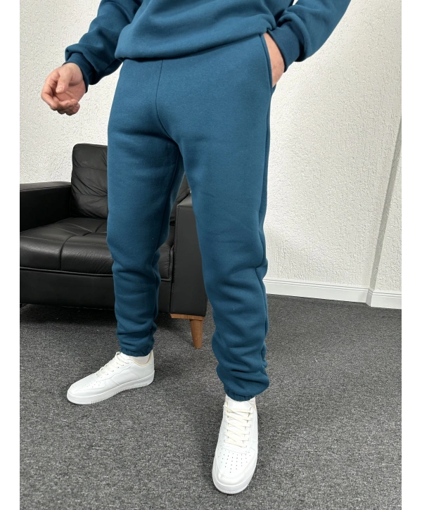 Lacivert Üç İplik Şardonlu Basic İçi Polarlı Eşofman Altı