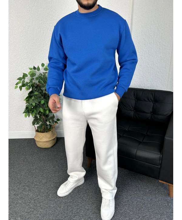 Mavi Üç İplik Şardonlu Sweat & Baggy Eşofman Takım