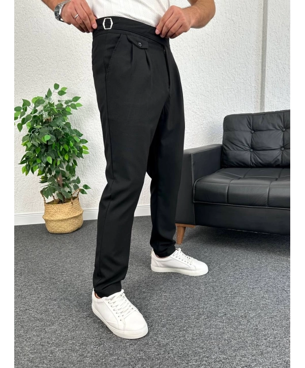 Siyah Harvest Duble Paça Kumaş Pantolon