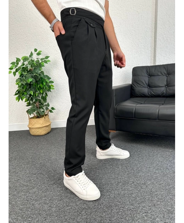 Siyah Harvest Duble Paça Kumaş Pantolon