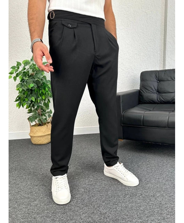 Siyah Harvest Duble Paça Kumaş Pantolon