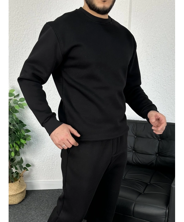 Siyah Üç iplik şardonlu sweat