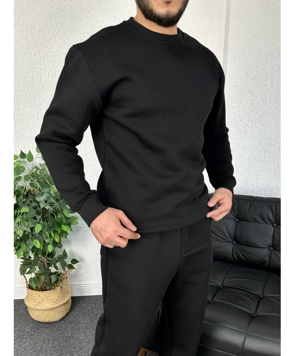 Siyah Üç iplik şardonlu sweat
