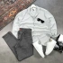 Erkek Gri Ottoman Fitilli Gömlek & Füme Slim Fit Kot Pantolon 2li Set