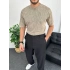 Bej Asit Yıkama Örme Kumaş Tişört