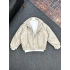 Bej Bomber Oversize Deri Ceket
