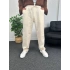 Bej Ham Keten Baggy Pantolon