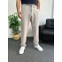 Bej Kemerli Rahat Kalıp Kumaş Pantolon