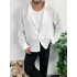 Beyaz Erkek Oversize Giesto Keten Gömlek