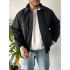 Siyah Erkek Oversize Krinkıl Bomber Ceket