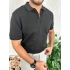 Füme Triko Pamuklu Fermuarlı Polo Yaka Tişört