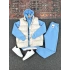 Gri Şişme Yelek & Mavi Kapüşonlu Sweat & Mavi Eşofman Altı 3lü Set