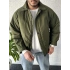 Haki Erkek Oversize Krinkıl Bomber Ceket