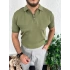 Haki Triko Pamuklu Fermuarlı Polo Yaka Tişört