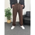 Kahverengi Ham Keten Baggy Pantolon