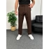 Kahverengi İtalyan Kesim Düğmesiz Kumaş Pantolon
