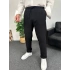 Siyah Duble Paça Pileli Ham Keten Pantolon