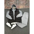 Siyah Şişme Yelek & Gri Kapüşonlu Sweat & Gri Eşofman Altı 3lü Set