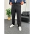Siyah Zincir Desen Keten Baggy Pantolon