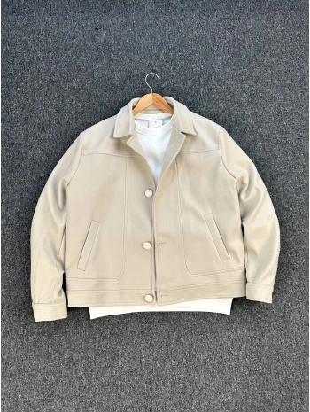 Bej Oversize Kaşe Ceket
