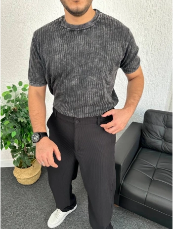 Füme Asit Yıkama Örme Kumaş Tişört