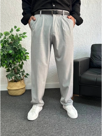 Gri Pileli Kumaş Baggy Pantolon