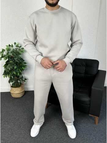 Gri Üç İplik Şardonlu Sweat & Baggy Eşofman Takım