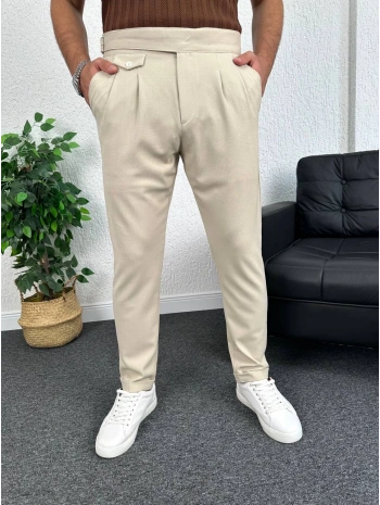 Bej Harvest Duble Paça Kumaş Pantolon