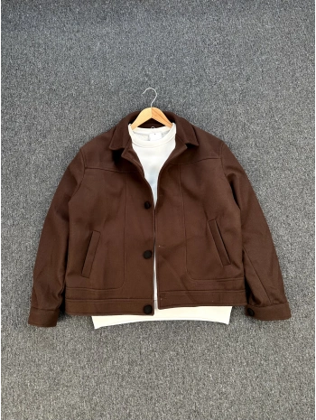 Kahverengi Oversize Kaşe Ceket