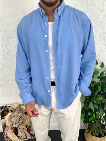Mavi Erkek Oversize Giesto Keten Gömlek