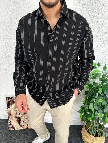 Siyah Çizgili Eşref Tek Gömlek