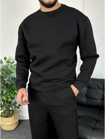 Siyah Üç iplik şardonlu sweat