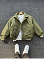 Haki Erkek Oversize Krinkıl Bomber Ceket