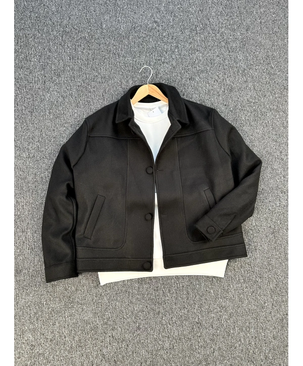 Siyah Oversize Kaşe Ceket