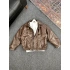 Kahverengi Bomber Oversize Deri Ceket